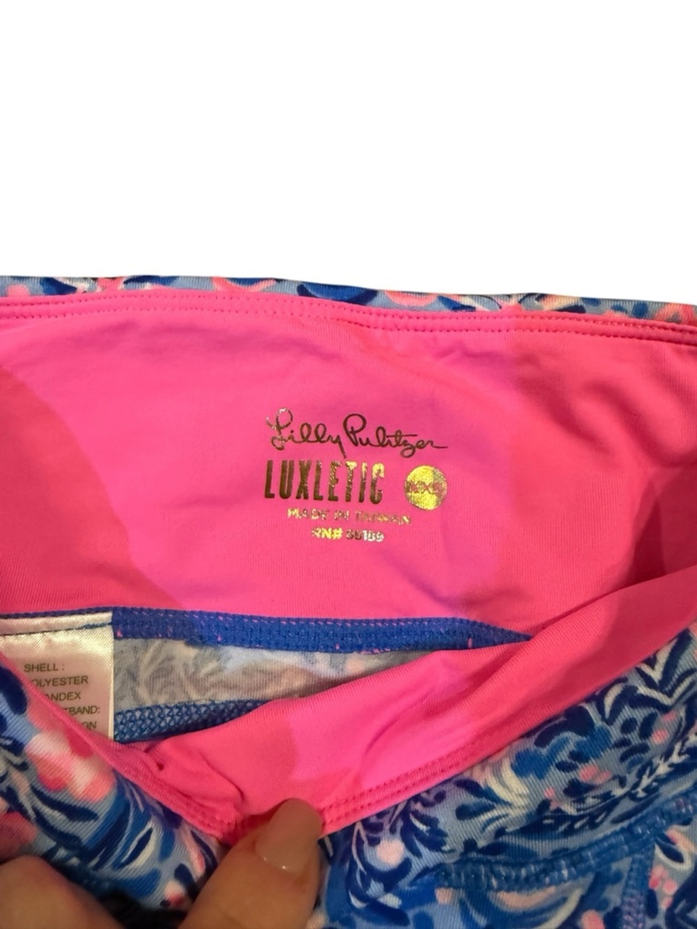 Lilly Pulitzer Blue & Pink Floral Performance Bike Shorts - Picture 2 of 3
